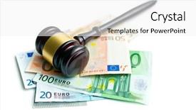  Presentation with bill rights - Colorful presentation theme enhanced with judge gavel with euro bills backdrop and a white colored foreground
