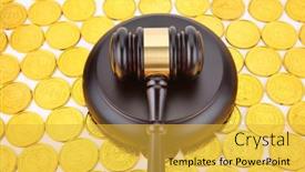  Presentation with white gold - Slide set featuring judge-gavel-with-pile background and a yellow colored foreground