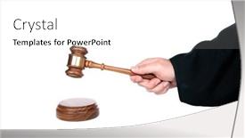  Presentation with judge gavel or law mallet - Theme consisting of judge-hits-a-sound-block background and a white colored foreground