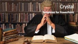  Presentation with law books - PPT layouts consisting of judge in court consulting law background and a  colored foreground