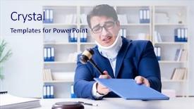  Presentation with medical concept - Presentation with judge in medical insurance concept background and a sky blue colored foreground