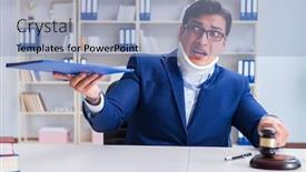  Presentation with medical concept - PPT theme featuring judge-in-medical-insurance-concept background and a light blue colored foreground