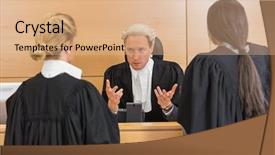  Presentation with speaking - Beautiful slide set featuring judge in the court room backdrop and a coral colored foreground