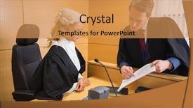  Presentation with speaking - PPT theme with judge in the court room background and a yellow colored foreground