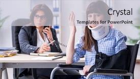  Presentation with employee stock options - Beautiful presentation design featuring judge medical - injured employee visiting lawyer backdrop and a light gray colored foreground