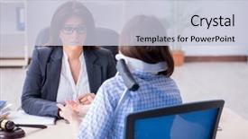  Presentation with lawyer - Beautiful PPT theme featuring judge medical - injured employee visiting lawyer backdrop and a lemonade colored foreground