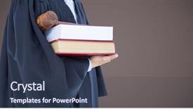 Presentation with gavel - Colorful PPT theme enhanced with judge mid section with books backdrop and a tawny brown colored foreground