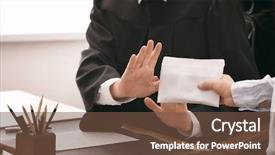  Presentation with bribe - Presentation theme having judge refusing to take bribe background and a tawny brown colored foreground