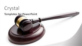  Presentation with judge - Beautiful slide deck featuring judge's gavel on white background backdrop and a white colored foreground
