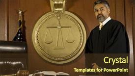  Presentation with court - Presentation design featuring judge standing in court room background and a tawny brown colored foreground