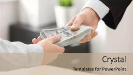  Presentation with bribe - Presentation featuring judge taking bribe from woman background and a coral colored foreground