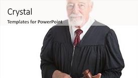  Presentation with judge gavel or law hammer - PPT theme featuring judged - serious dignified judge with gavel background and a sky blue colored foreground