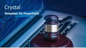  Presentation with monitor computer - Theme featuring judges-gavel-on-keyboard background and a ocean colored foreground