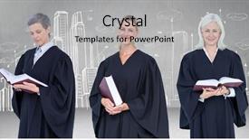  Presentation with digital books - Theme having judging - digital composite of women judges background and a light gray colored foreground