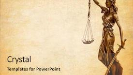  Presentation with old paper - Presentation design with judiciary - statue of justice on old background and a lemonade colored foreground