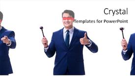  Presentation with judge gavel or law hammer - PPT layouts having judiciary system - lawyer with blindfold holding background and a cream colored foreground