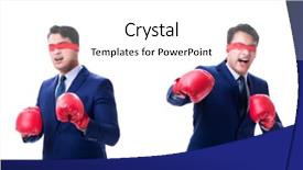  Presentation with lawyer - PPT theme featuring judiciary system - lawyer with blindfold wearing boxing background and a cool aqua colored foreground