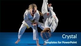  Presentation with martial arts - PPT layouts consisting of judo - children martial arts fighters isolated background and a ocean colored foreground