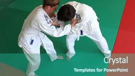  Presentation with judo - Audience pleasing PPT theme consisting of judo fight backdrop and a ocean colored foreground