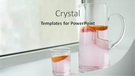  Presentation with lemonade - Audience pleasing PPT theme consisting of jug and glass of fresh lemonade with grapefruit on windowsill backdrop and a sky blue colored foreground