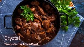  Presentation with beef - PPT theme enhanced with jug-of-goulash-beef-stew background and a wine colored foreground