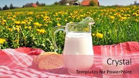  Presentation with milk - Theme enhanced with jug of milk and bread background and a coral colored foreground