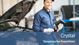  Presentation with motor oil - Presentation design with jug of motor oil background and a ocean colored foreground