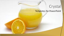  Presentation with orange juice - Presentation featuring jug of orange juice with cut orange photographed on white background and a white colored foreground