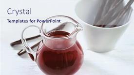  Presentation with bowl - Cool new PPT theme with jug-with-aromatic-extract-near backdrop and a sky blue colored foreground