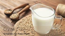  Presentation with hemp - PPT theme enhanced with jug with healthy hemp milk background and a coral colored foreground