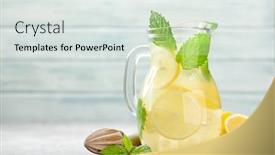  Presentation with lemonade - Presentation design having jug-with-lemon-and-mint background and a light gray colored foreground