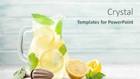  Presentation with lemonade - Colorful slide set enhanced with jug-with-lemon-and-mint backdrop and a sky blue colored foreground