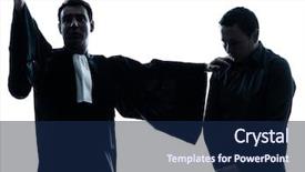  Presentation with silhouette of man worship - PPT theme with juged - one caucasian lawyer man pleading background and a  colored foreground
