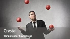  Presentation with juggling - Slide deck featuring juggle - businessman juggling with some balls background and a gray colored foreground