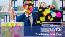  Presentation with optometrist ophthalmology ophthalmologist concept - Audience pleasing theme consisting of juggle - businessman with reminder notes backdrop and a ocean colored foreground