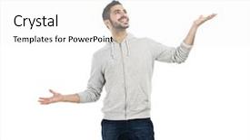  Presentation with good - Audience pleasing PPT theme consisting of juggle - good looking young man catching backdrop and a white colored foreground