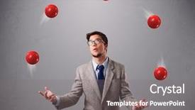  Presentation with juggling - Colorful presentation enhanced with juggle - handsome young man standing backdrop and a gray colored foreground