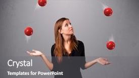  Presentation with pretty girl - Cool new slides with juggle - pretty young girl standing backdrop and a gray colored foreground