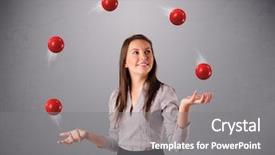  Presentation with pretty girl - Presentation theme enhanced with juggle - pretty young girl standing background and a gray colored foreground