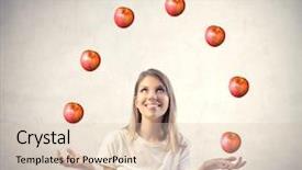  Presentation with juggling - Audience pleasing slides consisting of juggle - smiling woman juggling with apples backdrop and a lemonade colored foreground