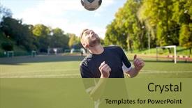  Presentation with football field - Slide deck enhanced with juggle - sport football and people background and a yellow colored foreground
