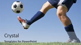  Presentation with soccer field - Colorful theme enhanced with shin - athlete kicking a soccer ball backdrop and a light blue colored foreground