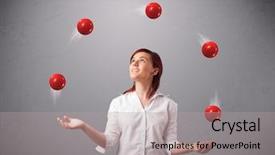 Presentation with pretty girl - Slides with young girl standing and juggling background and a light gray colored foreground