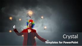  Presentation with juggling - Slide deck having juggling-woman-clown-mixed-media background and a dark gray colored foreground