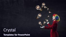  Presentation with juggling - Audience pleasing slide deck consisting of juggling-woman-clown-mixed-media backdrop and a wine colored foreground