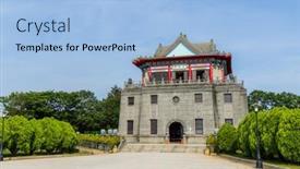  Presentation with taiwan - PPT theme featuring juguang-tower-in-kinmen background and a  colored foreground