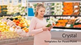  Presentation with healthy juice - Audience pleasing slide set consisting of juice bottles at grocery store backdrop and a coral colored foreground