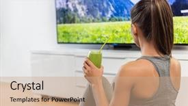  Presentation with television show - Presentation consisting of juice during online fitness dvd background and a coral colored foreground