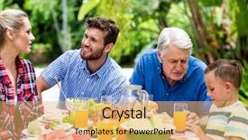  Presentation with breakfast - Cool new presentation theme with juice free - family communicating during breakfast backdrop and a yellow colored foreground