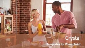  Presentation with smoothies - Beautiful theme featuring juice free - mixed race couple making smoothies backdrop and a coral colored foreground
